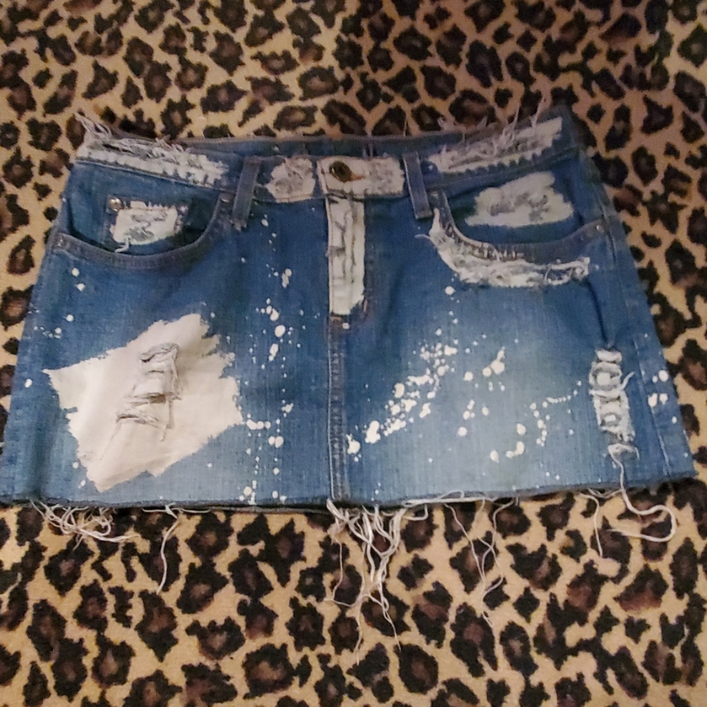 Destroyed Denim Skirt